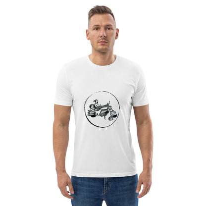Weißes T-Shirt aus Bio-Baumwolle mit Motorradgrafik